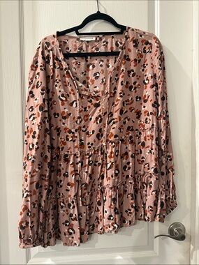 beachlunchlounge Pink Printed Tiered Tunic Top